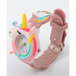 Babyhug Free Size Analog Watch With Unicorn Applique - Blue