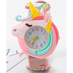 Babyhug Free Size Analog Watch With Unicorn Applique - Blue