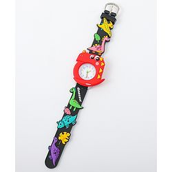 Babyhug Free Size Analog Watch With Dino Applique - Black