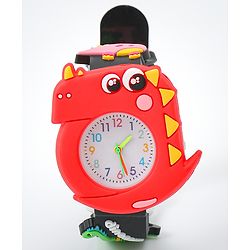 Babyhug Free Size Analog Watch With Dino Applique - Black