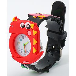 Babyhug Free Size Analog Watch With Dino Applique - Black