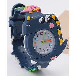 Babyhug Free Size Analog Watch With Dino Applique - Black