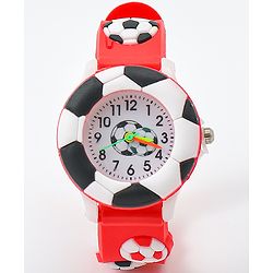 Babyhug Free Size Analog Watch With Football Applique - Red