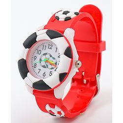 Babyhug Free Size Analog Watch With Football Applique - Red