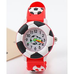Babyhug Free Size Analog Watch With Football Applique - Red