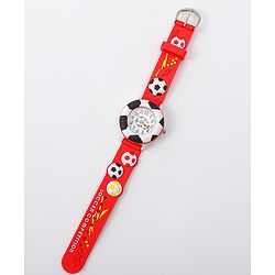 Babyhug Free Size Analog Watch With Football Applique - Red