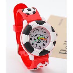 Babyhug Free Size Analog Watch With Football Applique - Red