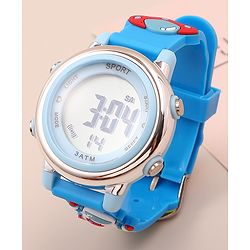 Babyhug Free Size Digital Watch With Space Theme Applique - Blue