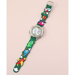 Babyhug Free Size Digital Watch With Space Theme Applique - Blue