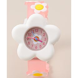 Babyhug Free Size Analog Watch With Floral Applique - Blue