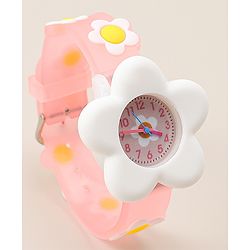 Babyhug Free Size Analog Watch With Floral Applique - Blue