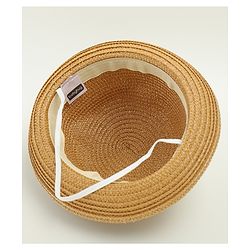 Babyhug Straw Hat With Teddy Bear Patch & Ear Applique Brown - Diameter 16 cm