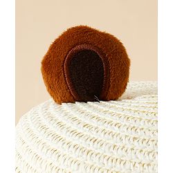 Babyhug Straw Hat With Teddy Bear Patch & Ear Applique Off White - Diameter 16 cm