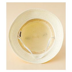 Babyhug Straw Hat With Teddy Bear Patch & Ear Applique Off White - Diameter 16 cm