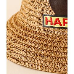 Babyhug Straw Hat With Teddy Bear Patch & Ear Applique Navy Blue - Diameter 17 cm