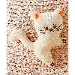 Babyhug Straw Hat With Cat Patch & Ear Applique Pink - Diameter 16 cm