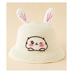 Babyhug Straw Hat With Bunny Embroidery & Ear Applique Pink - Diameter 16 cm