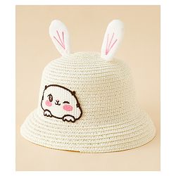 Babyhug Straw Hat With Bunny Embroidery & Ear Applique Pink - Diameter 16 cm