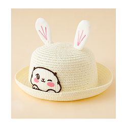 Babyhug Straw Hat With Bunny Embroidery & Ear Applique Pink - Diameter 16 cm
