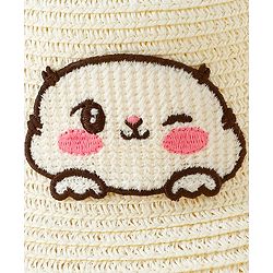 Babyhug Straw Hat With Bunny Embroidery & Ear Applique Pink - Diameter 16 cm