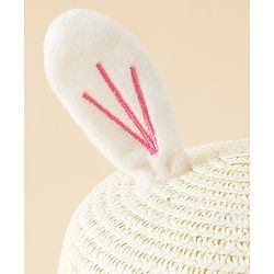 Babyhug Straw Hat With Bunny Embroidery & Ear Applique Pink - Diameter 16 cm