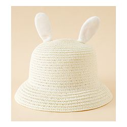 Babyhug Straw Hat With Bunny Embroidery & Ear Applique Pink - Diameter 16 cm