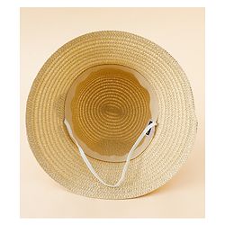 Babyhug Straw Hat With Teddy Bear Applique Beige - Diameter 16 cm