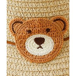 Babyhug Straw Hat With Teddy Bear Applique Beige - Diameter 16 cm