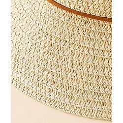 Babyhug Straw Hat With Teddy Bear Applique Beige - Diameter 16 cm