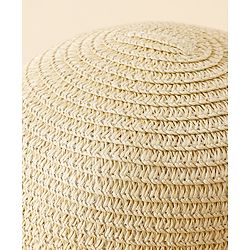 Babyhug Straw Hat With Teddy Bear Applique Beige - Diameter 16 cm