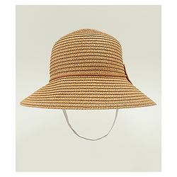 Babyhug Straw Hat With Teddy Bear Applique Beige - Diameter 16 cm