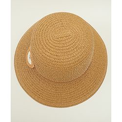 Babyhug Straw Hat With Teddy Bear Applique Beige - Diameter 16 cm