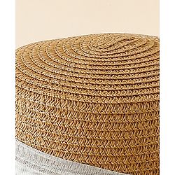 Babyhug Straw Hat With Floral Applique Brown - Diameter 17 cm