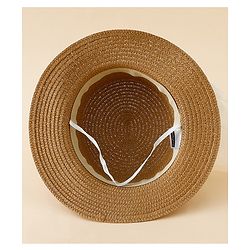 Babyhug Straw Hat With Floral Applique Brown - Diameter 17 cm