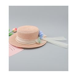 Babyhug Straw Hat With Floral Applique Pink - Diameter 17 cm