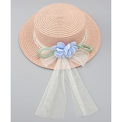Babyhug Straw Hat With Floral Applique Pink - Diameter 17 cm