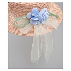 Babyhug Straw Hat With Floral Applique Pink - Diameter 17 cm