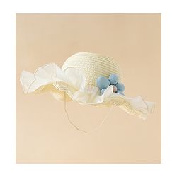 Babyhug Straw Hat With Floral Applique White - Diameter 16 cm