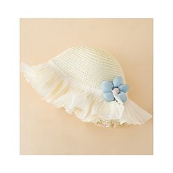 Babyhug Straw Hat With Floral Applique White - Diameter 16 cm