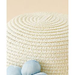 Babyhug Straw Hat With Floral Applique White - Diameter 16 cm