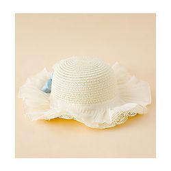Babyhug Straw Hat With Floral Applique White - Diameter 16 cm