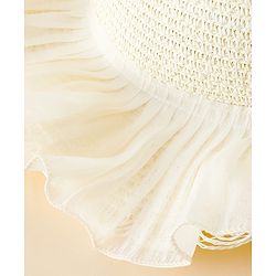 Babyhug Straw Hat With Floral Applique White - Diameter 16 cm