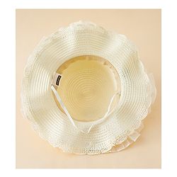 Babyhug Straw Hat With Floral Applique White - Diameter 16 cm