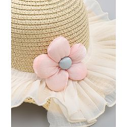 Babyhug Straw Hat With Floral Applique White - Diameter 16 cm