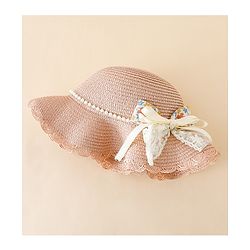 Babyhug Straw Hat With Floral Applique Pink - Diameter 16 cm