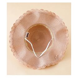 Babyhug Straw Hat With Floral Applique Pink - Diameter 16 cm
