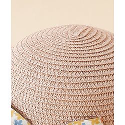 Babyhug Straw Hat With Floral Applique Pink - Diameter 16 cm