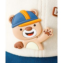 Babyhug Bucket Hat with Bear & Ear Applique Blue - Diameter 16 cm