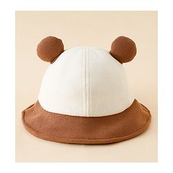 Babyhug Bucket Hat with Bear & Ear Applique Brown - Diameter 16 cm