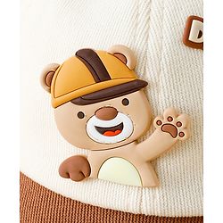 Babyhug Bucket Hat with Bear & Ear Applique Brown - Diameter 16 cm